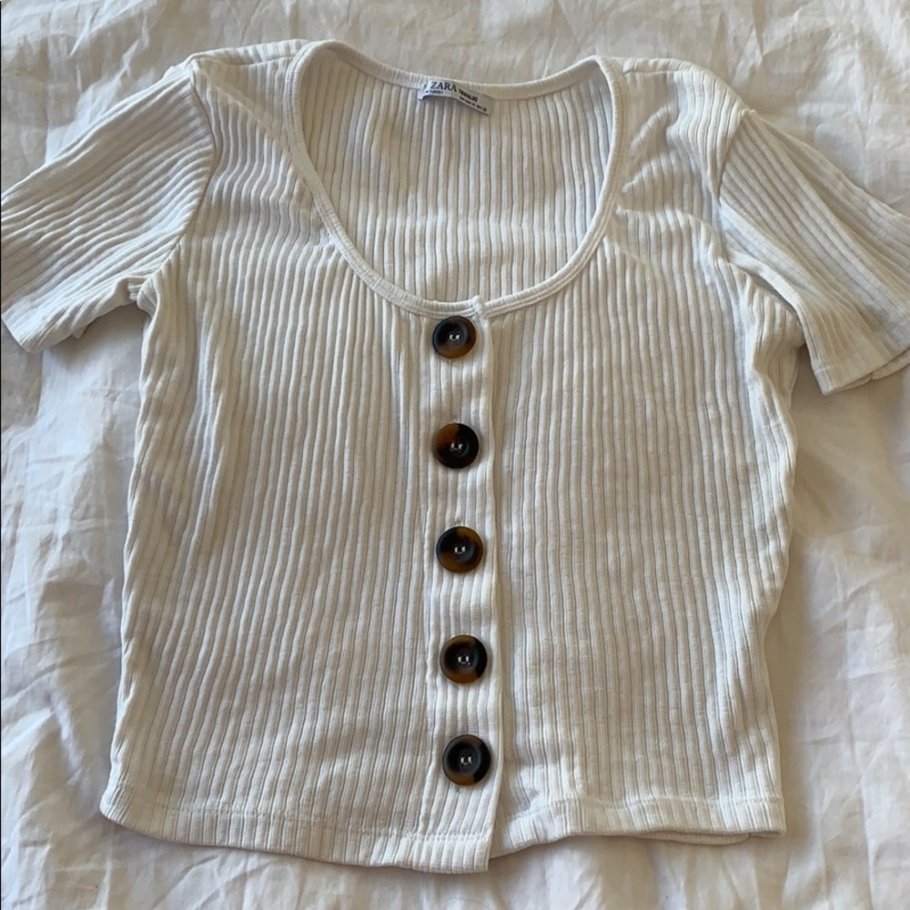Zara button up crop